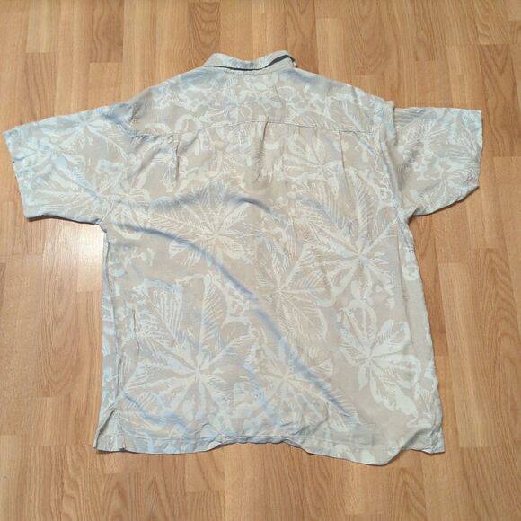Tommy Bahama Shirt Mens Large Beige Silk Floral Camp Hawaiian Beach Button Up - Picture 3 of 9
